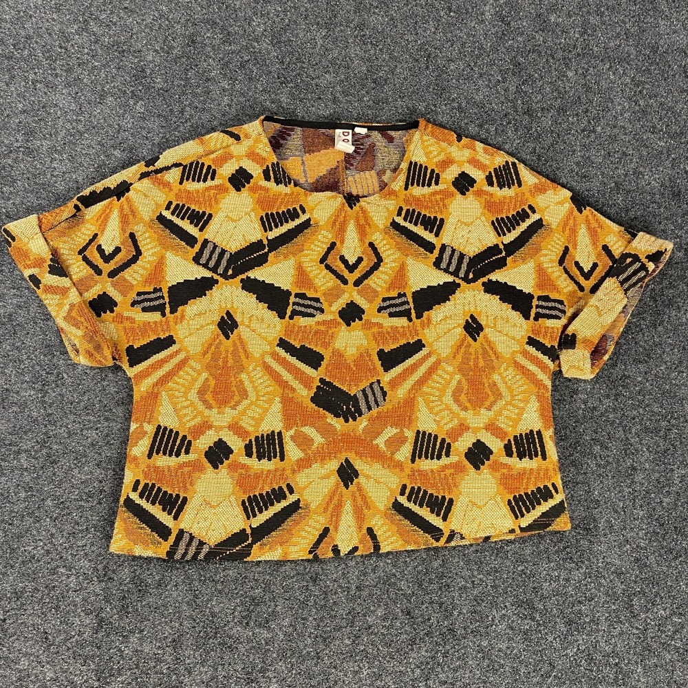 Dolan Anthropologie Top Womens Small Geometric Tapestry Boxy Cropped Made in USA